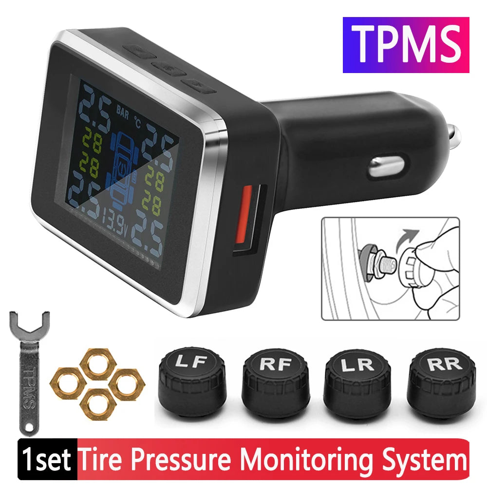 Car Wireless TPMS Cigarette Lighter Universal Tire Pressure Monitor